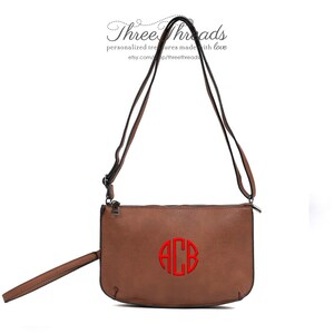 Monograma/Personalizado Brown Wristlet, Embrague, Monedero Crossbody, Regalo de Mujer, Crossbody Marrón