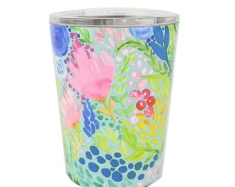 Monogrammed/Personalized Floral Stainless Steel Coffee Tumbler/Cup, Floral Cup, Bridesmaid cups, Coffee Cup, Stainless Steel Cup