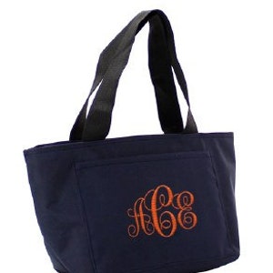 Monogrammed/Personalized Navy Lunch Tote/Bag, Insulated Lunchbag, Women&#39;s Lunchbag, Mens Lunchbag, Kids Lunchbag