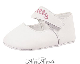 Monogrammierter Mädchen-Lederschuh, Mary Janes Schuh, Baby Girl, Baby Geschenk, Andenken, Baby Andenken