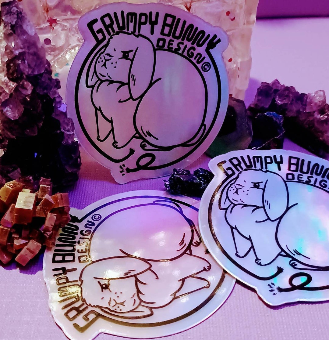 Grumpy Thumper Rabbit Sticker Grumpy Bunny sticker (holo stencil design) 2in - Etsy Österreich