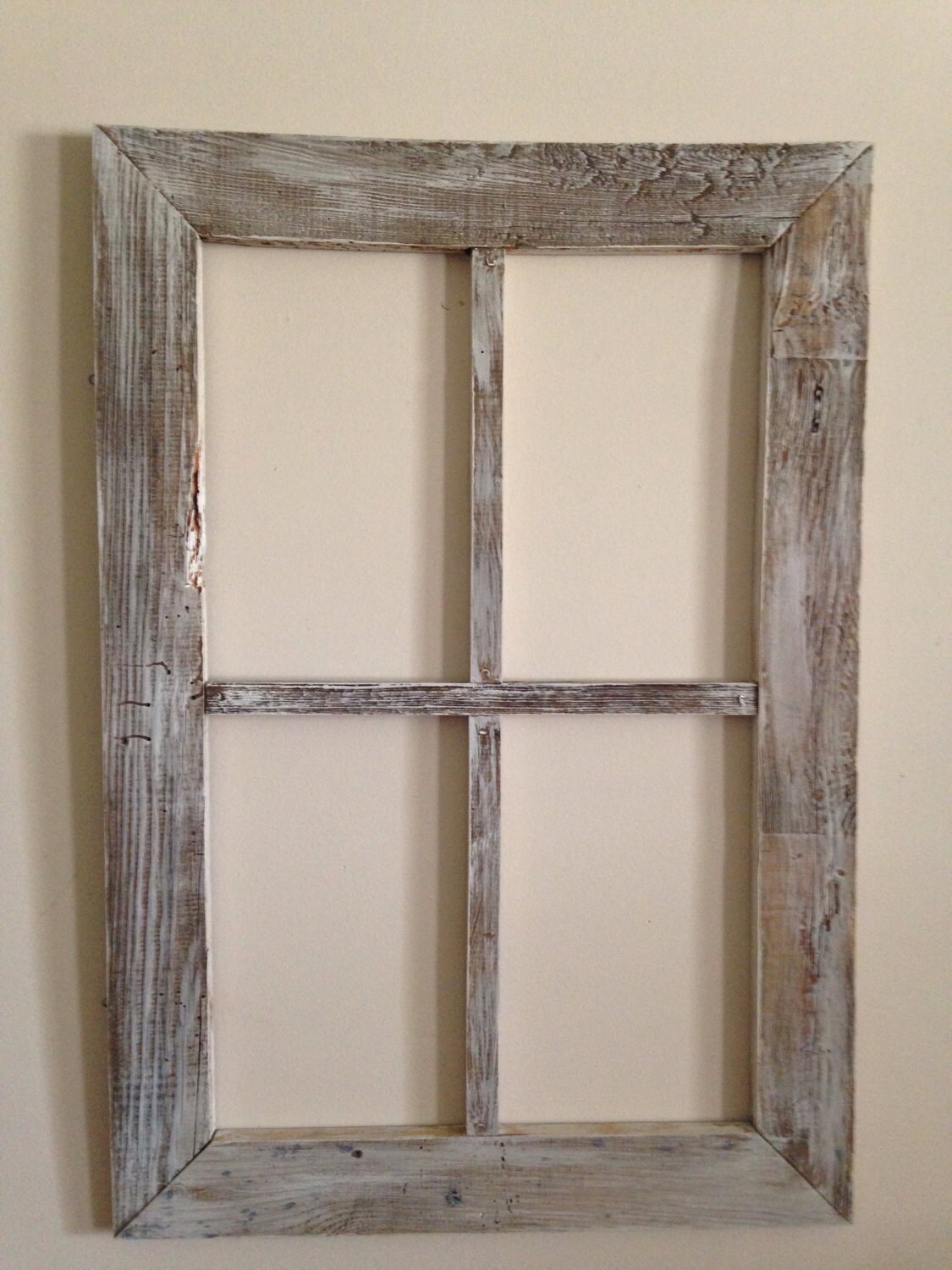 Old weathered wood lg 4 panel window Etsy