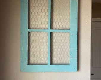 country large 4 pane window/chicken wire