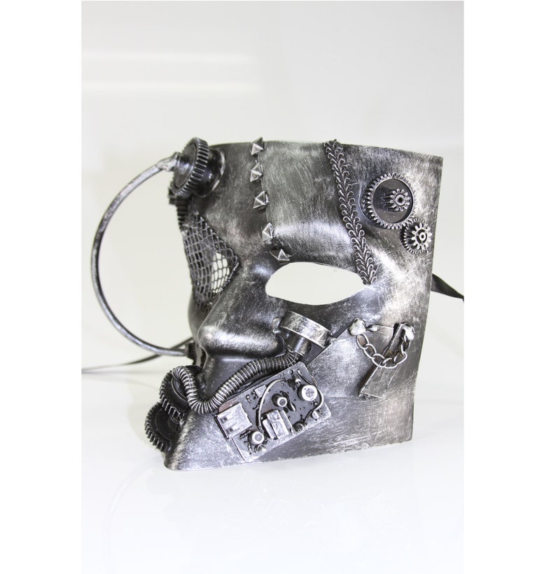 Masquerade Mask New Steampunk Rust Silver Charming Gear Chain Halloween Costume