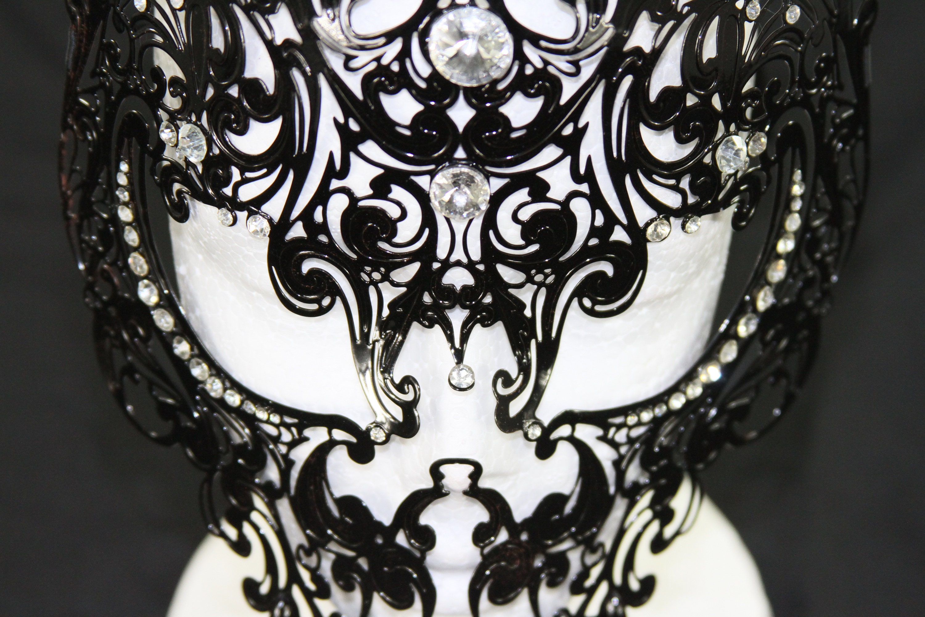 Black Skull Mask/ Laser cut Venetian Masquerade Mask Phantom | Etsy