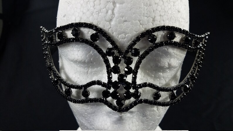 Wedding Bridal Shower Crystal Masquerade Metal Mask Unisex Mardi Gras CM014BK Prom