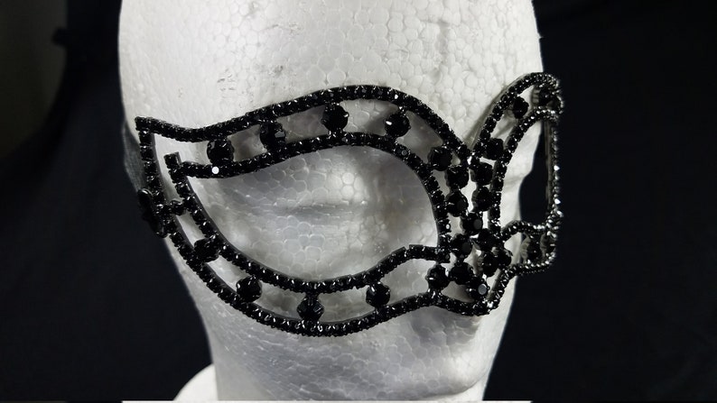Wedding Bridal Shower Crystal Masquerade Metal Mask Unisex Mardi Gras CM014BK Prom