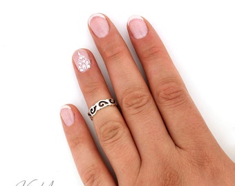 sterling silver knuckle ring Wave design above knuckle ring adjustable midi ring also toe ring T09