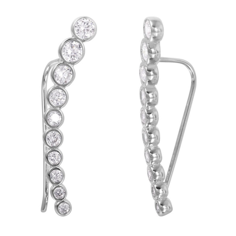 Sterling silver 925 CZ Bar Earrings Hook Earring simple Earrings E38