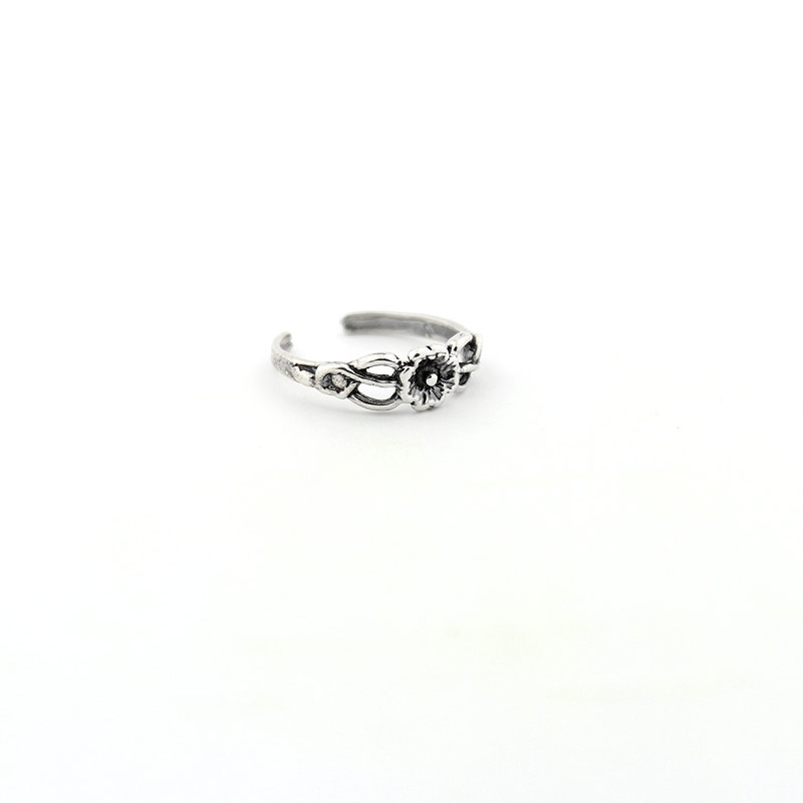 Sterling Silver Toe Ring Flower Design Adjustable Toe Ring - Etsy