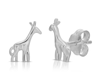 Sterling Silver 925 Giraffe Earrings, Animal  Lover Jewelry for Women & Girls, Cute Silver Stud Earrings , Minimalist Jewelry E83