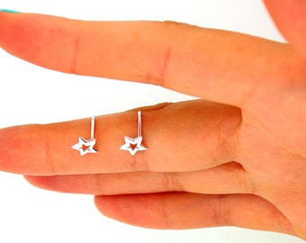 Sterling Silver 925 Star Earrings, Post Earrings for Women & Girls, Cut out Star Earrings, Minimal Jewelry E03