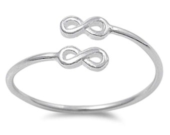 Sterling Silver 925 Infinity Knuckle Ring Double Knot above knuckle Ring Dainty Endless Love Knot midi Ring T100