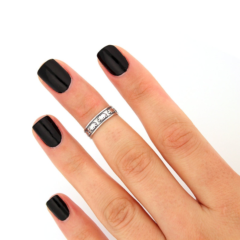 sterling silver knuckle ring Elephant design above knuckle ring adjustable midi ring also toe ring T42