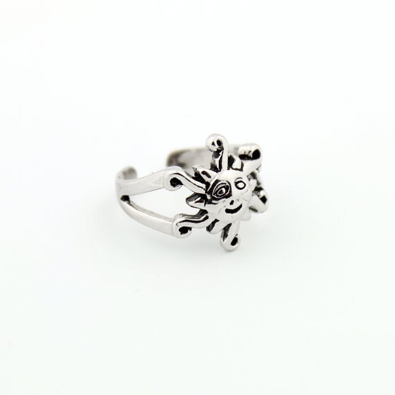 Sterling Silver 925 Sun Design Above knuckle ring Adjustable midi Ring T43 Sterling Silver 925 Sun Design Above knuckle ring Adjustable midi Ring T43