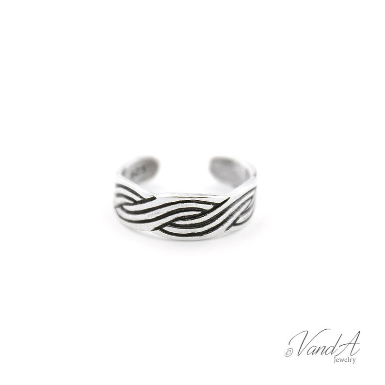 Sterling Silver Toe Ring Wave Design Adjustable Toe Ring Also Etsy