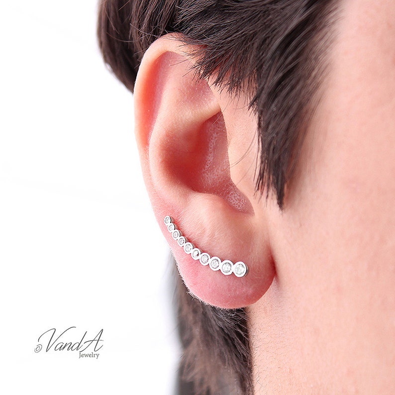 Sterling silver 925 CZ Bar Earrings Hook Earring simple Earrings E38