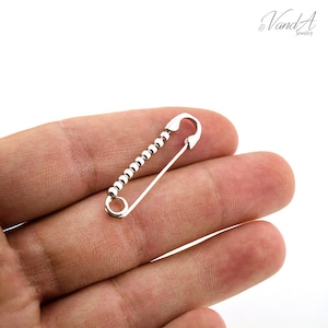 Sterling Silver 925 Simple Pin Brooch baby pin Brooch newborn  Baby gift push present jewelry N86