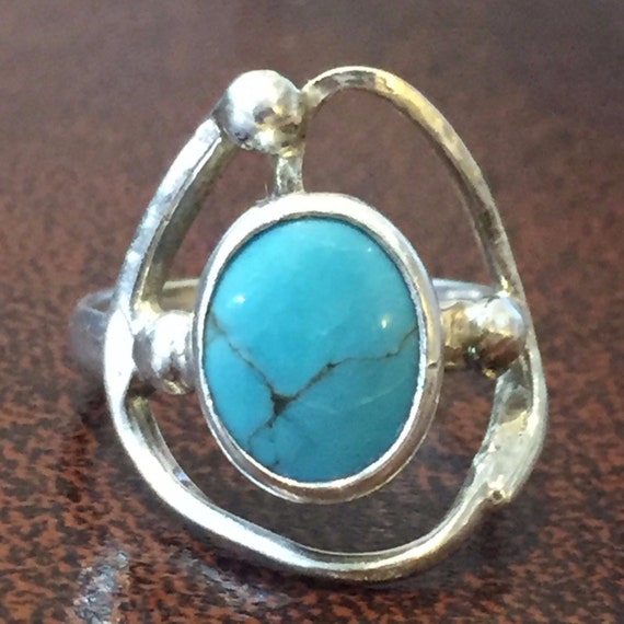 Sterling Silver Rings /  Turquoise Rings / Vintag… - image 1