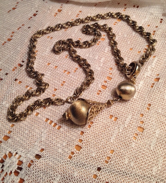 Vintage Necklaces / Gold Chains / Tassel Necklace… - image 1