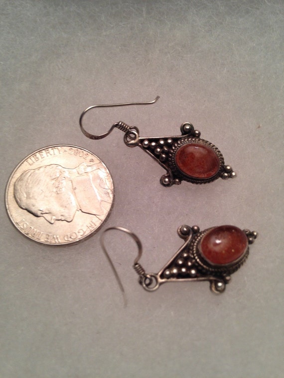 Sunstone Earrings / Vintage Earrings / Dangle Ear… - image 2