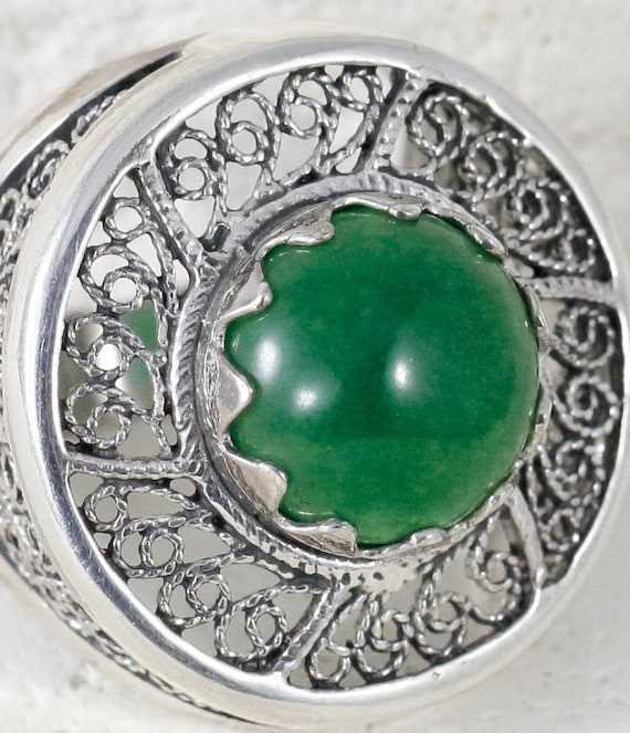 Green Onyx Rings / Rings Size 7 / Sterling Silver… - image 1