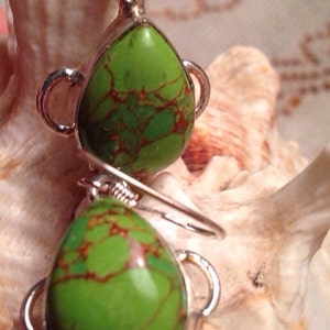Turquoise Earrings / Sterling Silver Earrings/ Pierced Earrings / Artisan Earrings /Copper Turquoise Earrings  (Item#EE416)