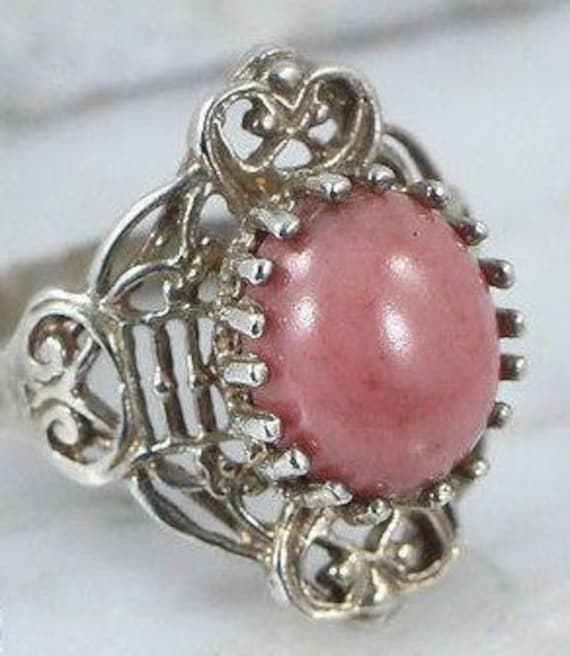 Sterling Silver Rings / Rhodochrosite Rings / Rin… - image 1