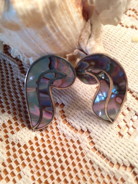 Southwest Earrings / Abalone Earrings / Screw Bac… - image 4