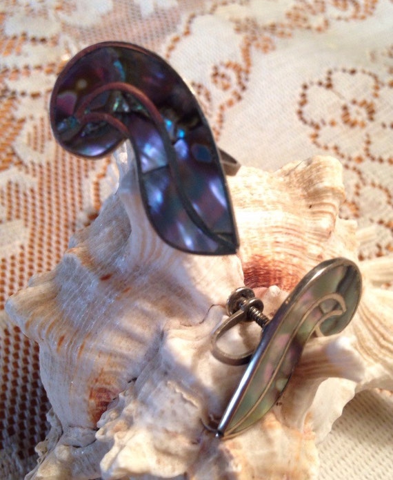 Southwest Earrings / Abalone Earrings / Screw Bac… - image 2