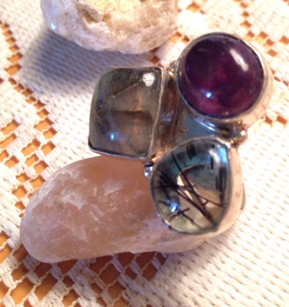 Rutilated Quartz Rings / Amethyst Rings / Prenite