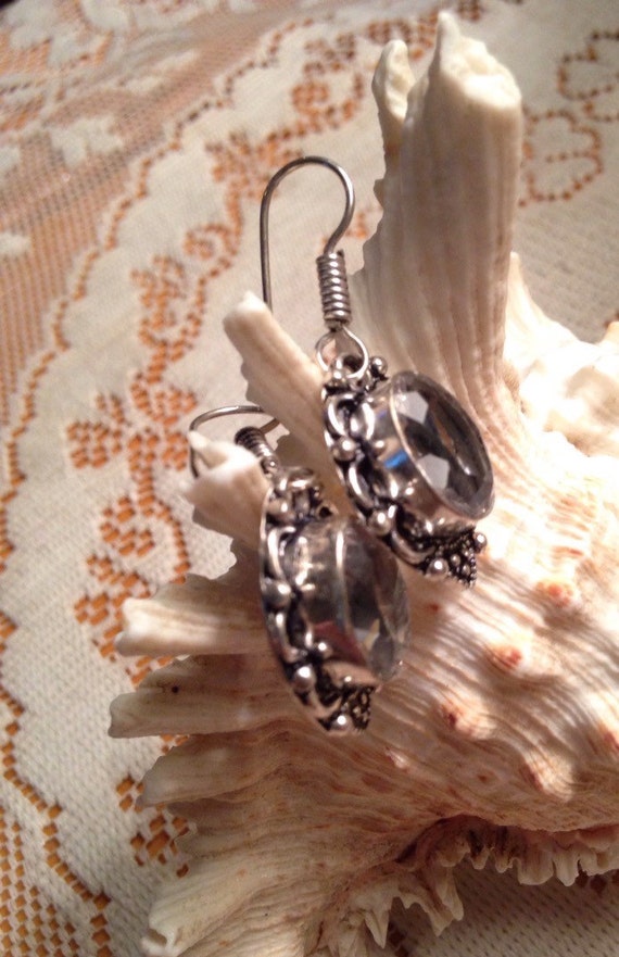 Topaz Earrings / Sterling Silver Earrings / Vinta… - image 2