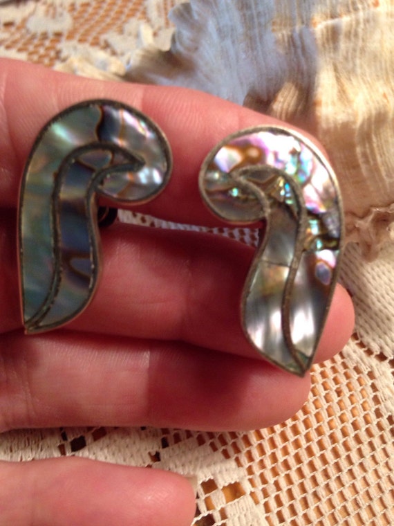Southwest Earrings / Abalone Earrings / Screw Bac… - image 1