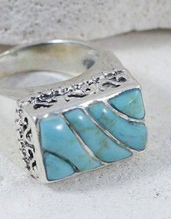 Turquoise Rings / Vintage Rings / Sterling Silver