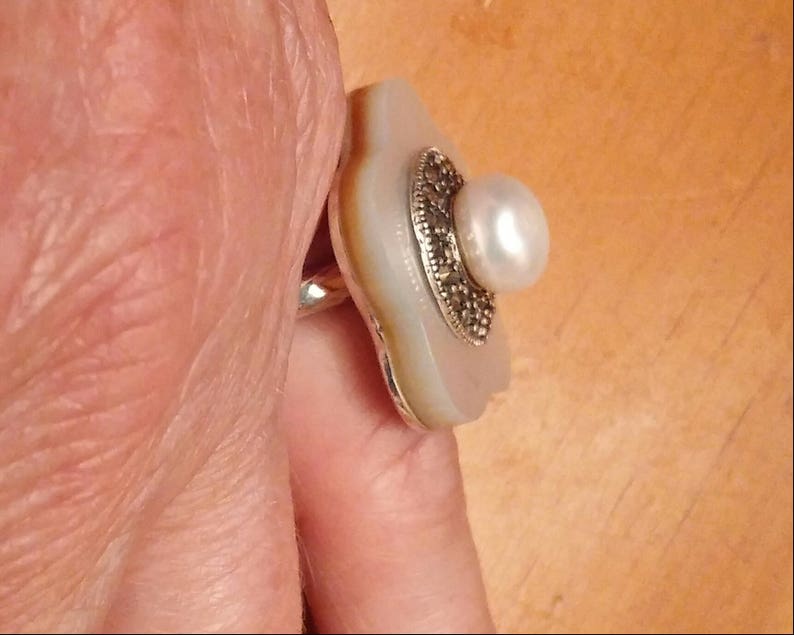 Vintage Rings / Pearl Rings / Mother of Pearl Rings / Vintage Rings / Multistone Rings / Sterling Silver Rings / Rings Size 5.5 ItemER20 image 2