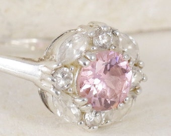Tourmaline Rings / Vintage Rings / Multistone Rings /  Rings Size 7.5 / Pink Rings (Item#ER219)