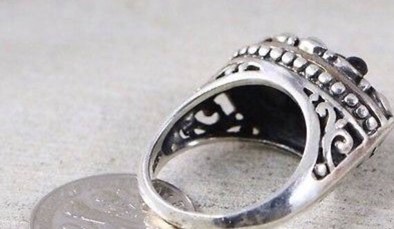 Black Onyx Rings / Mother Of Pearl Rings / Vintag… - image 2