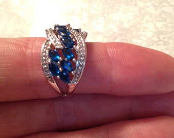 Artisan Jewelry / New Handmade Rings / Multistone Rings / Blue Quartz Rings / Rings Size 7 (Item#ER211)