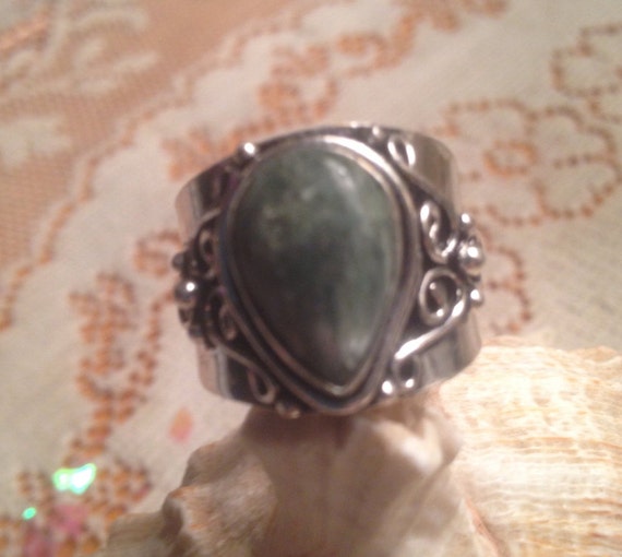 Seraphinite Rings / Vintage Rings / Sterling Silv… - image 1