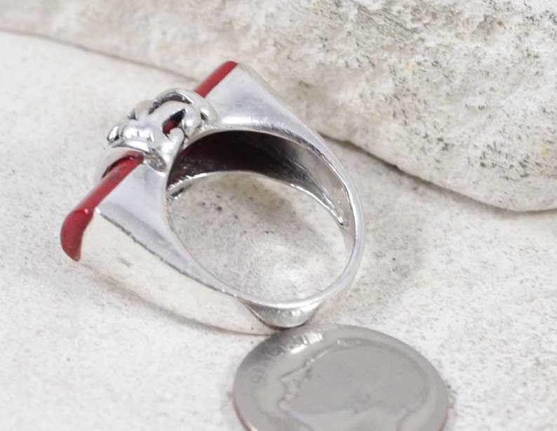 Vintage Rings Sterling Silver Rings Coral Rings Red Coral Rings Rings Size 5.75 Item#ER386