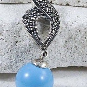 Turquoise Jewelry / Vintage Pendants / Marcasite Pendants / Sterling Silver Pendants (Item#EP358)