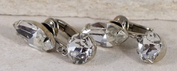 Clip On Earrings / Sterling Silver Earrings / Vin… - image 1