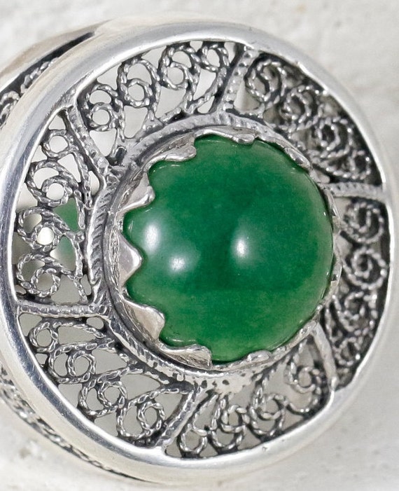 Green Onyx Rings / Rings Size 7 / Sterling Silver… - image 4