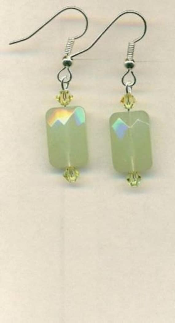 Chalcedony Earrings / Green Earrings / Vintage Ea… - image 1