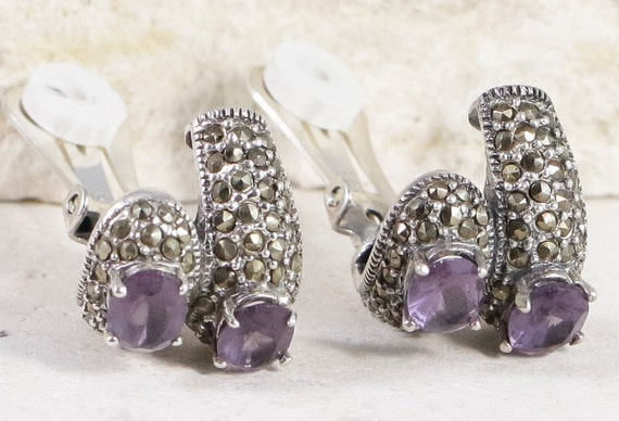 Amethyst Earrings / Vintage Earrings / Drop Earri… - image 4