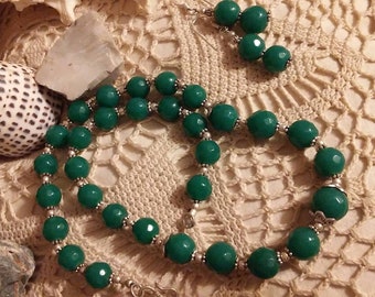 Jade Set / Green Jade /  Necklaces and Earrings / Sets / Pierced Earrings  (Item#ES615)