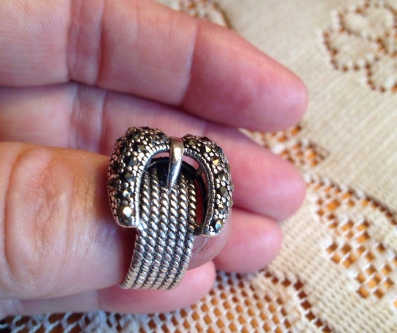 Belt Buckle Rings / Sterling Silver Rings / Vinta… - image 4