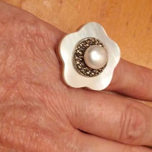 Vintage Rings / Pearl Rings / Mother of Pearl Rings / Vintage Rings / Multistone Rings / Sterling Silver Rings / Rings Size 5.5 ItemER20 image 3