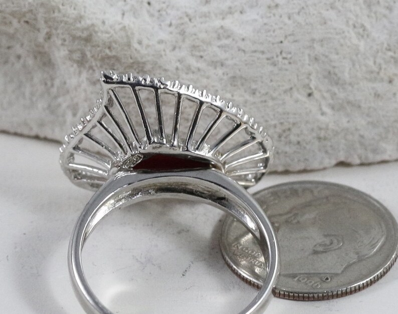 Sterling Silver Rings / Heart Rings / Vintage Rings / Mothers Rings / Carnelian Rings / Rings Size 7.75 ItemER288 immagine 2