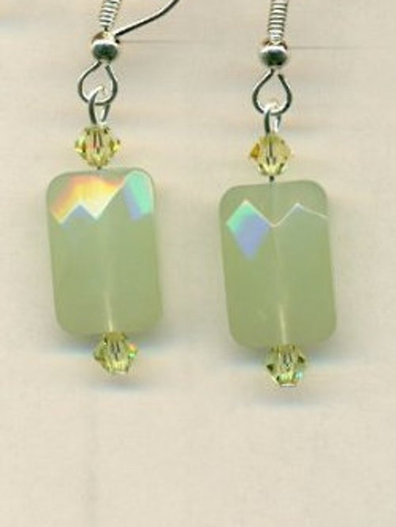 Chalcedony Earrings / Green Earrings / Vintage Ea… - image 2